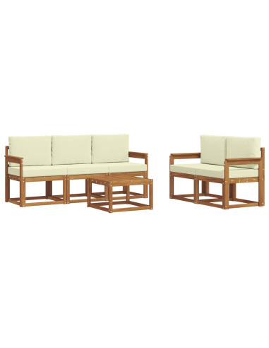 Set di divani da esterno con cuscino 6 pcs Naturale e Crema