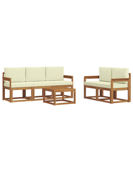 Set di divani da esterno con cuscino 6 pcs Naturale e Crema