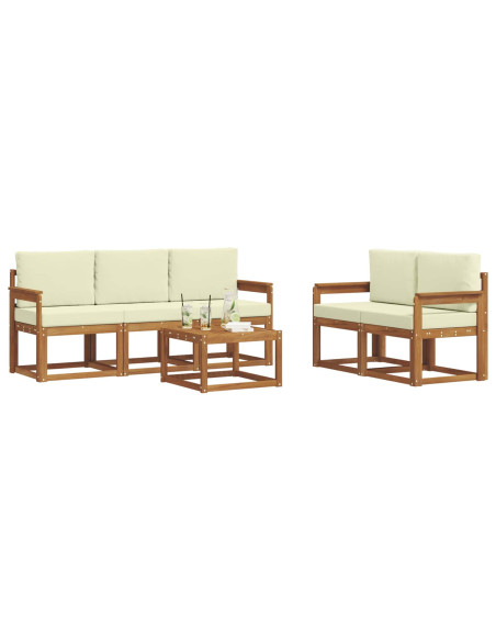 Set di divani da esterno con cuscino 6 pcs Naturale e Crema