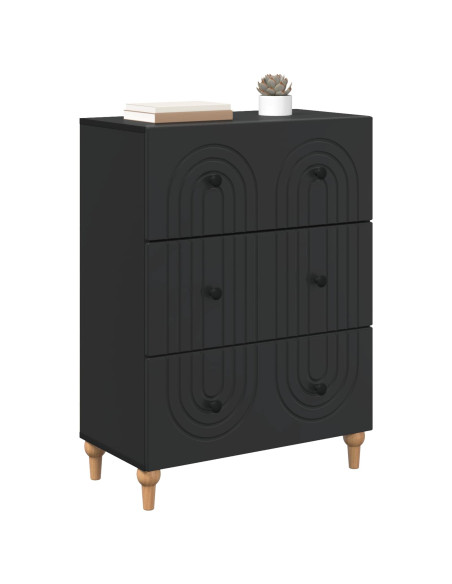 Mobile con Cassetti Nero 66 x 34,5 x 90 cm Legno ingegnerizzato