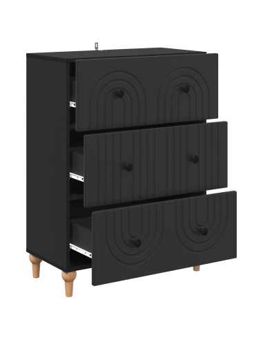 Mobile con Cassetti Nero 66 x 34,5 x 90 cm Legno ingegnerizzato