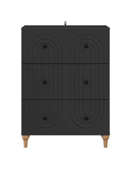 Mobile con Cassetti Nero 66 x 34,5 x 90 cm Legno ingegnerizzato