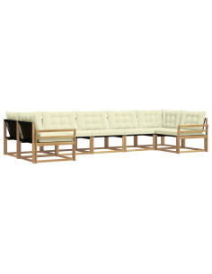 Set di divani da esterno con cuscino 7 pcs Bianco e Crema 2