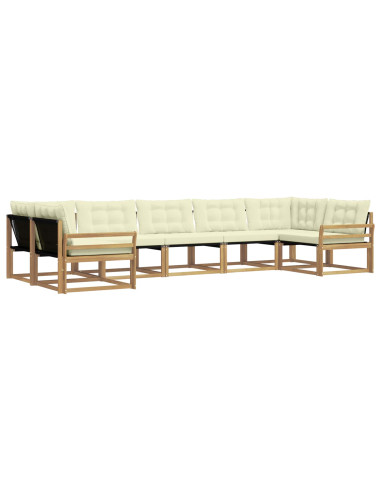Set di divani da esterno con cuscino 7 pcs Bianco e Crema