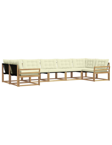 Set di divani da esterno con cuscino 7 pcs Bianco e Crema