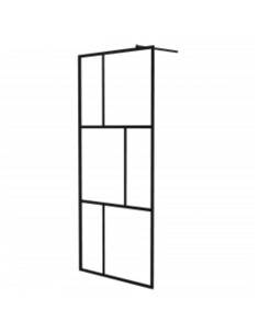 Parete per Doccia Walk-in in Vetro Temperato Nera 90x195 cm 2