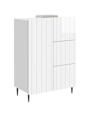 Credenza Bianco Lucido 66 x 34,5 x 91,5 cm Legno ingegnerizzato