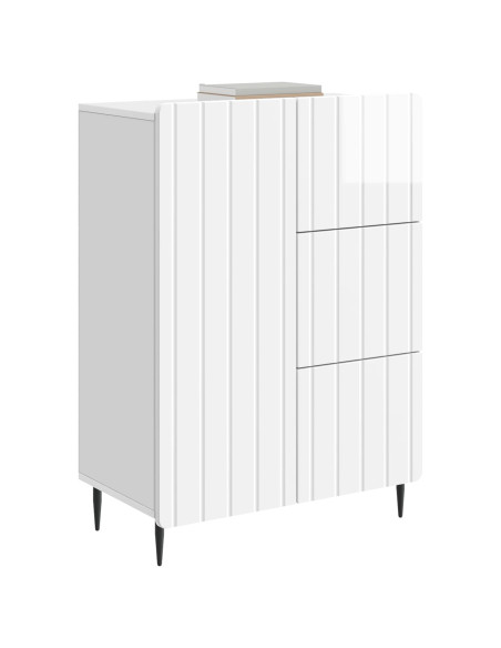 Credenza Bianco Lucido 66 x 34,5 x 91,5 cm Legno ingegnerizzato