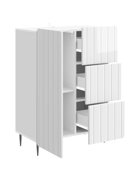 Credenza Bianco Lucido 66 x 34,5 x 91,5 cm Legno ingegnerizzato