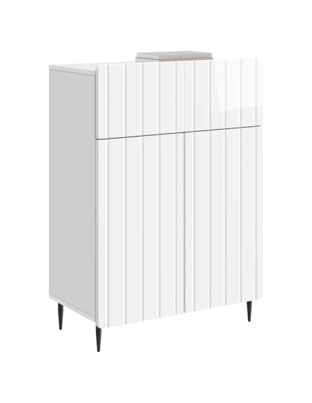 Credenza Bianco Lucido 66 x 34,5 x 92 cm Legno ingegnerizzato
