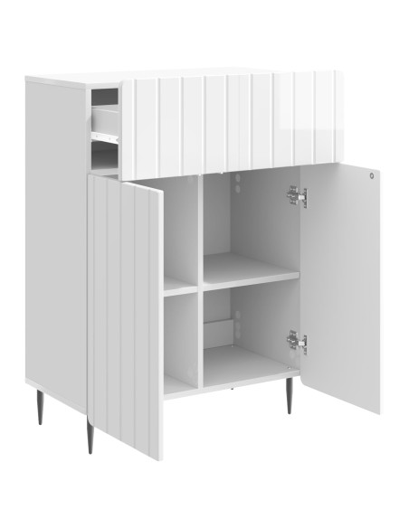 Credenza Bianco Lucido 66 x 34,5 x 92 cm Legno ingegnerizzato