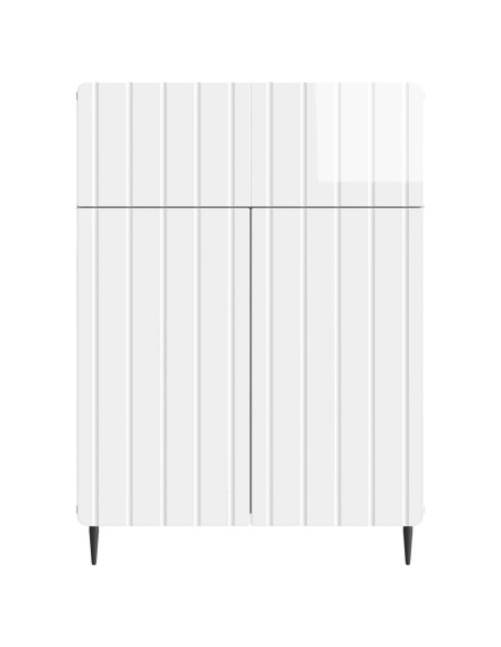 Credenza Bianco Lucido 66 x 34,5 x 92 cm Legno ingegnerizzato