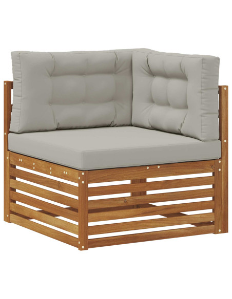 Set di divani da esterno 7 pcs Naturale e Grigio Chiaro