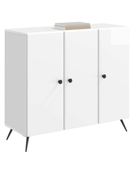 Credenza Bianco Lucido 89 x 34,5 x 80 cm Legno ingegnerizzato
