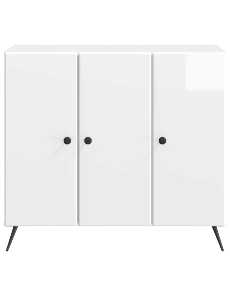 Credenza Bianco Lucido 89 x 34,5 x 80 cm Legno ingegnerizzato
