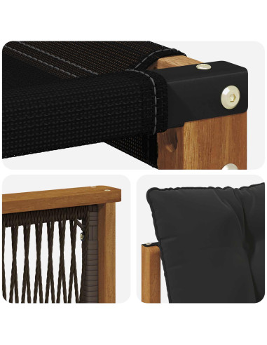 Set di divani da esterno con cuscino 3 pcs Naturale e Nero