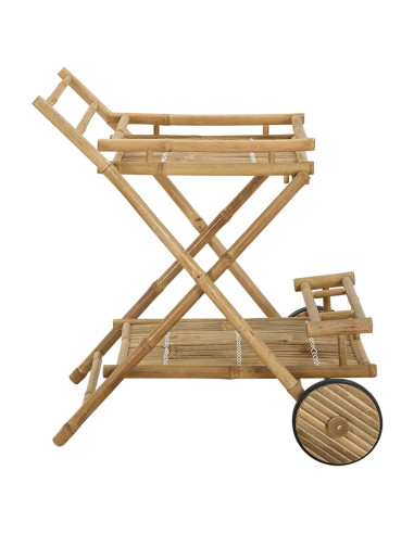 Carrello per tè con ruote Naturale 79 x 67.5 x 84 cm Bambù