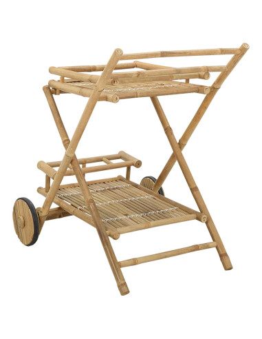 Carrello per tè con ruote Naturale 79 x 67.5 x 84 cm Bambù