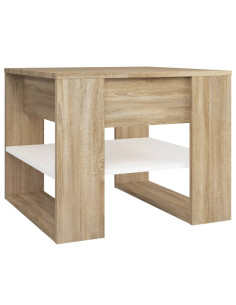 Tavolino Bianco e Rovere Sonoma 55,5x55x45 cm Legno Multistrato 2