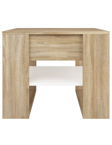 Tavolino Bianco e Rovere Sonoma 55,5x55x45 cm Legno Multistrato