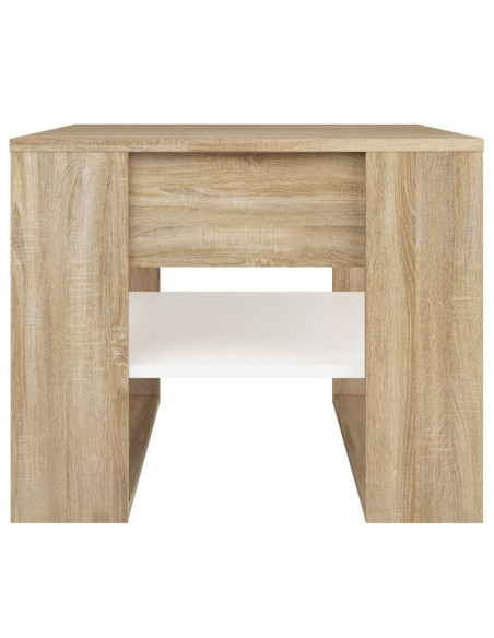 Tavolino Bianco e Rovere Sonoma 55,5x55x45 cm Legno Multistrato