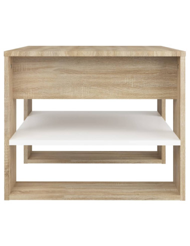 Tavolino Bianco e Rovere Sonoma 55,5x55x45 cm Legno Multistrato