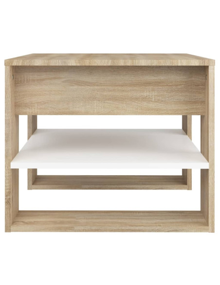 Tavolino Bianco e Rovere Sonoma 55,5x55x45 cm Legno Multistrato