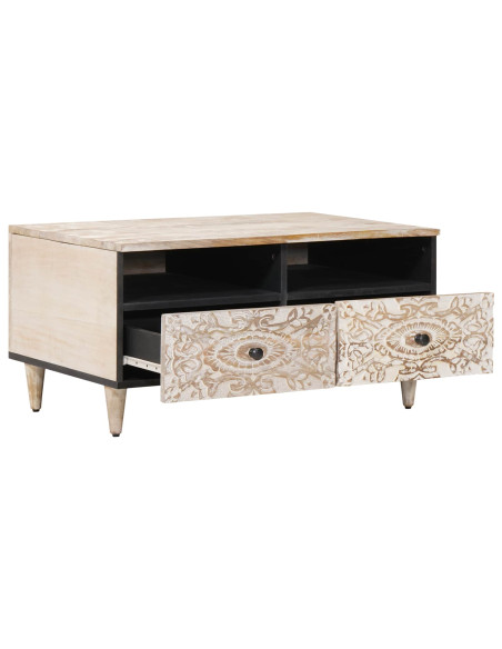 Tavolino da salotto con cassetto Bianco 80 x 54 x 40 cm
