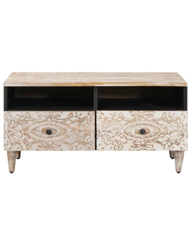 Tavolino da salotto con cassetto Bianco 80 x 54 x 40 cm