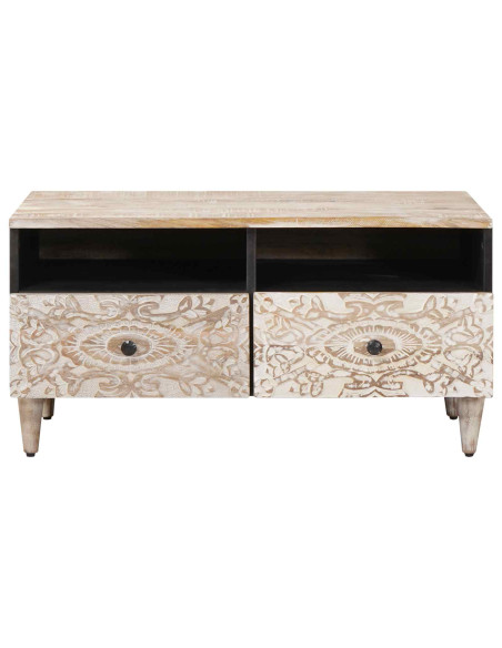 Tavolino da salotto con cassetto Bianco 80 x 54 x 40 cm