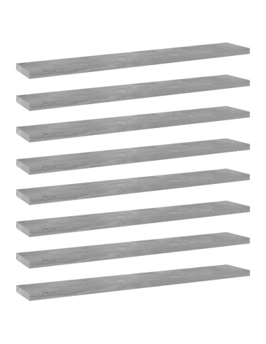 Ripiani per Libreria 8pz Grigio Cemento 60x10x1,5cm Multistrato