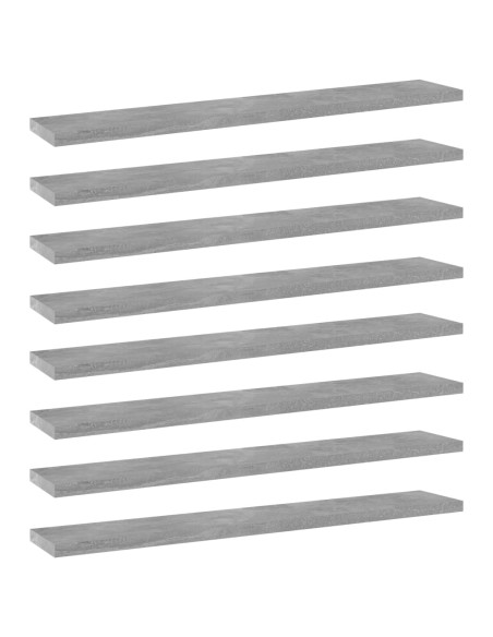 Ripiani per Libreria 8pz Grigio Cemento 60x10x1,5cm Multistrato