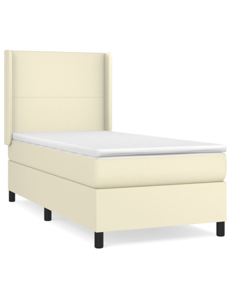 Giroletto a Molle con Materasso Crema 90x190 cm in Similpelle