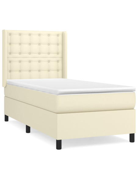 Giroletto a Molle con Materasso Crema 90x190 cm in Similpelle