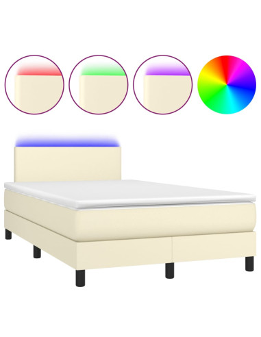 Giroletto Molle con Materasso e LED Crema 120x200cm Similpelle