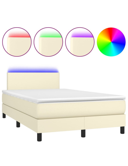 Giroletto Molle con Materasso e LED Crema 120x200cm Similpelle