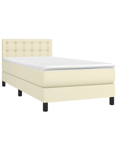 Giroletto a Molle con Materasso e LED Crema 90x190cm Similpelle