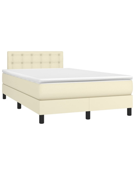 Giroletto Molle con Materasso e LED Crema 120x200cm Similpelle