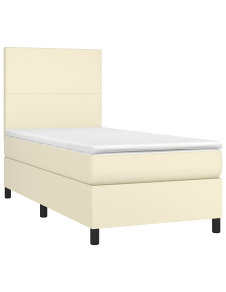 Giroletto a Molle con Materasso e LED Crema 90x190cm Similpelle