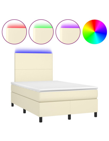 Giroletto Molle con Materasso e LED Crema 120x200cm Similpelle