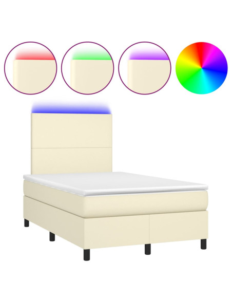 Giroletto Molle con Materasso e LED Crema 120x200cm Similpelle