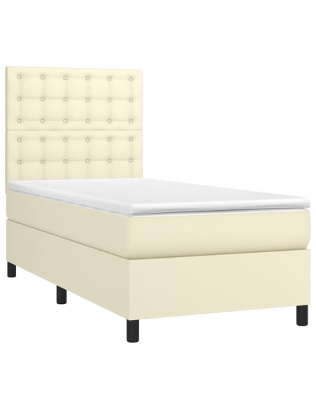 Giroletto a Molle con Materasso e LED Crema 90x190cm Similpelle