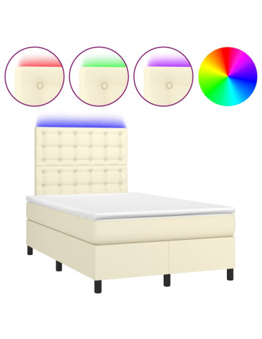 Giroletto Molle con Materasso e LED Crema 120x200cm Similpelle