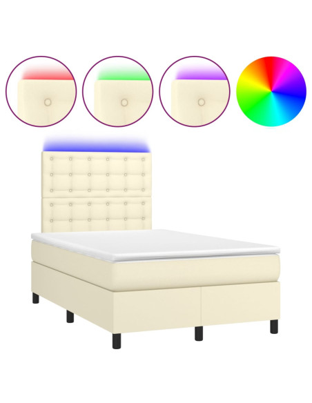 Giroletto Molle con Materasso e LED Crema 120x200cm Similpelle