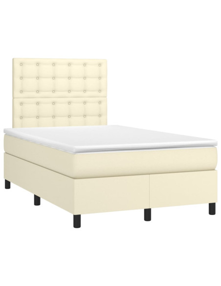 Giroletto Molle con Materasso e LED Crema 120x200cm Similpelle
