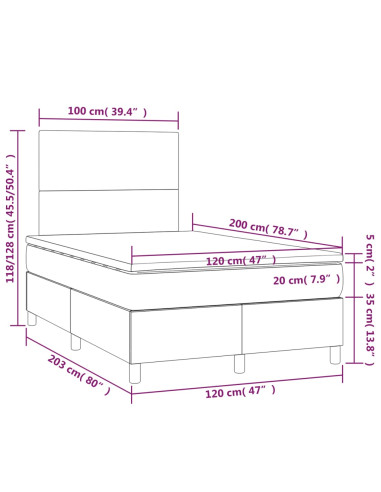 Giroletto a Molle con Materasso Crema 120x200 cm in Similpelle