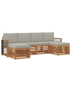 Set divani con cuscino 6 pcs Grigio Naturale e Chiaro 2