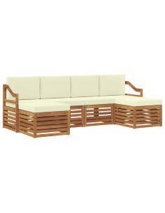 Set divani 6 pcs Naturale e Crema Legno di Acacia Massello 2