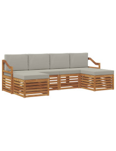 Set divani con cuscino 6 pcs Grigio Naturale e Chiaro 2