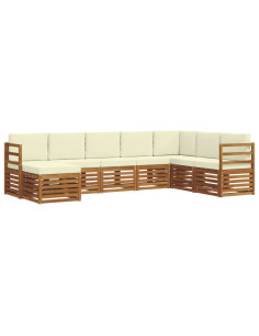 Set divani 8 pcs Naturale e Crema Legno di Acacia Massello 2